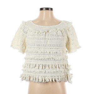 Anthropologie Love Sam Tassel Off The Shoulder Cotton Top